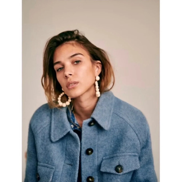 SÉZANE ~ Blue Joe Button Down Wool Coat Jacket - Picture 7 of 14